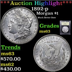 ***Auction Highlight*** 1892-p Morgan Dollar $1 Graded Select Unc By USCG (fc)