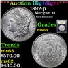Image 1 : ***Auction Highlight*** 1892-p Morgan Dollar $1 Graded Select Unc By USCG (fc)