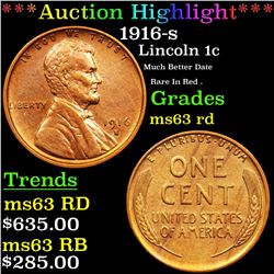 ***Auction Highlight*** 1916-s Lincoln Cent 1c Graded Select Unc RD By USCG (fc)