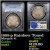Image 1 : PCGS 1889-p Rainbow Toned Morgan Dollar $1 Graded ms62 By PCGS