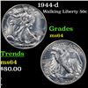 Image 1 : 1944-d Walking Liberty Half Dollar 50c Grades Choice Unc