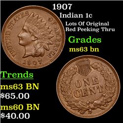 1907 Indian Cent 1c Grades Select Unc BN