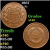 Image 1 : 1867 Two Cent Piece 2c Grades xf