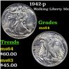 Image 1 : 1942-p Walking Liberty Half Dollar 50c Grades Choice Unc