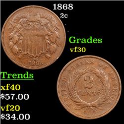 1868 Two Cent Piece 2c Grades vf++