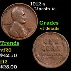 1912-s Lincoln Cent 1c Grades vf details