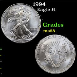 1994 Silver Eagle Dollar $1 Grades GEM+++ Unc