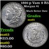 Image 1 : 1891-p Vam 9 R5 Morgan Dollar $1 Grades BU+