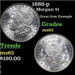 1886-p Morgan Dollar $1 Grades GEM Unc