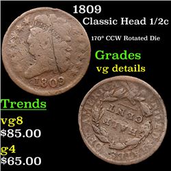 1809 Classic Head half cent 1/2c Grades vg details