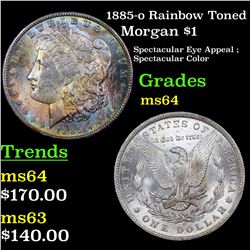 1885-o Rainbow Toned Morgan Dollar $1 Grades Choice Unc