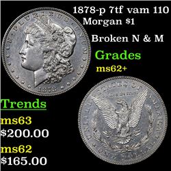 1878-p 7tf vam 110 Morgan Dollar $1 Grades Select Unc