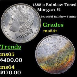 1885-o Rainbow Toned Morgan Dollar $1 Grades Choice+ Unc