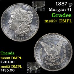 1887-p Morgan Dollar $1 Grades Select Unc+ DMPL