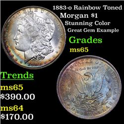 1883-o Rainbow Toned Morgan Dollar $1 Grades GEM Unc