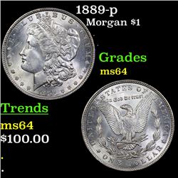 1889-p Morgan Dollar $1 Grades Choice Unc