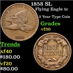 1858 SL Flying Eagle Cent 1c Grades vf++