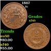 Image 1 : 1867 Two Cent Piece 2c Grades xf+