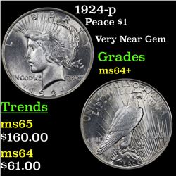 1924-p Peace Dollar $1 Grades Choice+ Unc