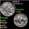 Image 1 : 1938-d Buffalo Nickel 5c Grades Select Unc