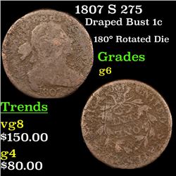 1807 S 275 Draped Bust Large Cent 1c Grades g+