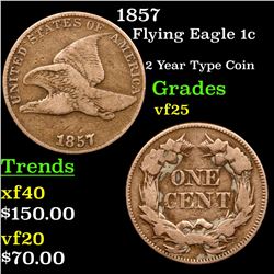 1857 Flying Eagle Cent 1c Grades vf+