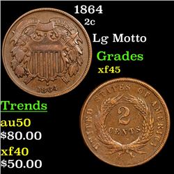 1864 Two Cent Piece 2c Grades xf+