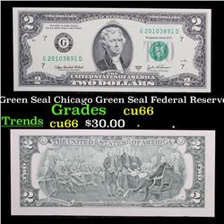 2003A $2 Green Seal Chicago Green Seal Federal Reserve Note (FRN) Grades Gem+ CU
