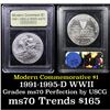 Image 1 : 1991-1995-d WWII Modern Commem Dollar $1 Graded ms70, Perfection By USCG
