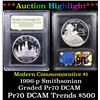 Image 1 : ***Auction Highlight*** Proof 1996-P Smithsonian Modern Commem $1 Graded GEM++ Proof DMPL By USCG