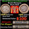 Image 1 : Mixed small cents 1c orig shotgun roll, 1919-sWheat Cent, 1895 Indian Cent other end, McDonalds Wrap