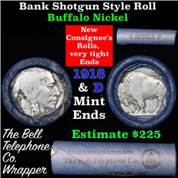 Buffalo Nickel Shotgun Roll in Old Bank Style 'Bell Telephone'  Wrapper 1918 & d Mint Ends