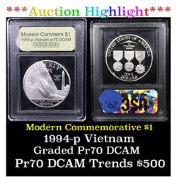 ***Auction Highlight*** Proof 1994-P Vietnam Modern Commem $1 Graded GEM++ Proof DMPL By USCG