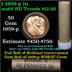 ***Auction Highlight*** Uncirculated 1c orig shotgun roll, 1959-p  In Old Brinks wrapper