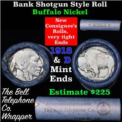 Buffalo Nickel Shotgun Roll in Old Bank Style 'Bell Telephone'  Wrapper 1918 & d Mint Ends