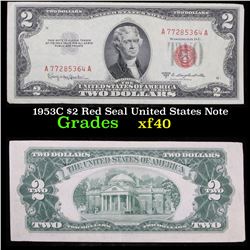 1953C $2 Red Seal United States Note Grades xf