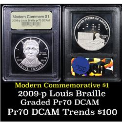 Proof 2009-P Louis Braille Modern Commem Dollar $1 Graded GEM++ Proof Deep Cameo By USCG