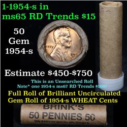 ***Auction Highlight*** Uncirculated 1c orig shotgun roll, 1954-s  In Old Brinks wrapper  (fc)