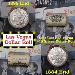 ***Auction Highlight*** Full Morgan/Peace Stardust Hotel silver $1 roll $20, 1884 & 1898 ends (fc)