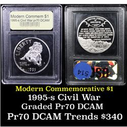 Proof 1995-S Civil War Modern Commem Dollar $1 Graded GEM++ Proof Deep Cameo By USCG