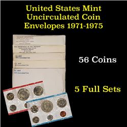 Group of 5 United States Mint Sets in Original Government Packaging 1971-1975 60 coins