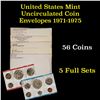 Image 1 : Group of 5 United States Mint Sets in Original Government Packaging 1971-1975 60 coins