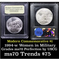 1994-w Women in Military Modern Commem Dollar $1 Graded ms70, Perfection By USCG