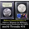 Image 1 : 1994-w Women in Military Modern Commem Dollar $1 Graded ms70, Perfection By USCG