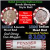 Image 1 : Mixed small cents 1c orig shotgun roll, 1919-s Wheat Cent, 1896 Indian Cent other end, N.F. String &