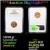 Image 1 : ***Auction Highlight*** 1930-p Lincoln Cent 1c Graded ms66 rd By NGC (fc)