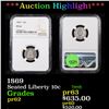 Image 1 : Proof ***Auction Highlight*** NGC 1869 Seated Liberty Dime 10c Graded pr62 By NGC (fc)