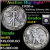 Image 1 : ***Auction Highlight*** 1920-s Walking Liberty Half Dollar 50c Graded Choice+ Unc By USCG (fc)