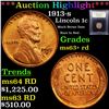 Image 1 : ***Auction Highlight*** 1913-s Lincoln Cent 1c Graded Select+ Unc RD By USCG (fc)