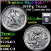 Image 1 : ***Auction Highlight*** 1938-p Texas Old Commem Half Dollar 50c Graded GEM+ Unc By USCG (fc)
